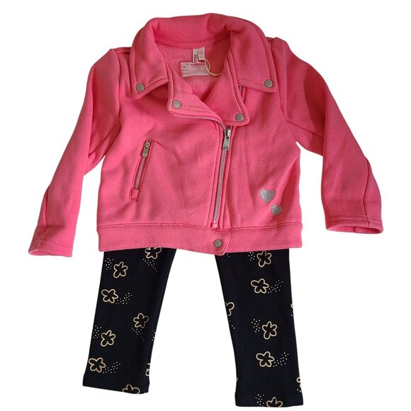 Orchestra Other - Orchestra Baby Girls Pink Fleece Biker Jacket & Black Floral Leggings Size 2T